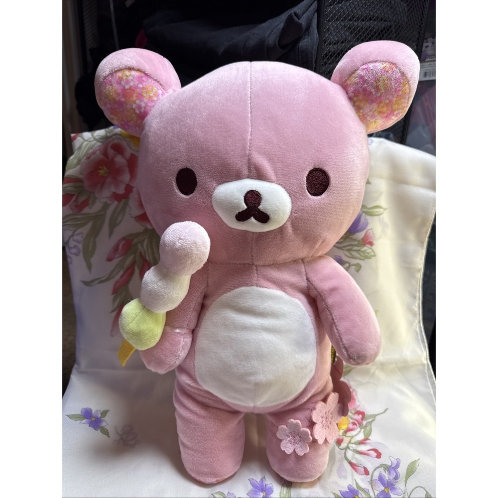 San-X Rilakkuma Pink Cherry Blossom Mochi Dango  Anime 17" Plush Stuffed Bear